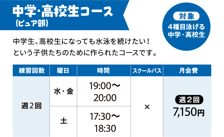 中学・高校生コース（ピュア部）